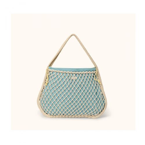Studio Noos Macrame Mom Bag Síťka Natural & Vnitřní taška Blue Yellow