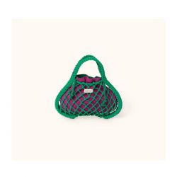 Studio Noos Macrame Mini Hand Bag Síťka Green & Vnitřní taška Purple Green