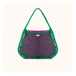 Studio Noos Macrame Mom Bag Síťka Green & Vnitřní taška Purple Green