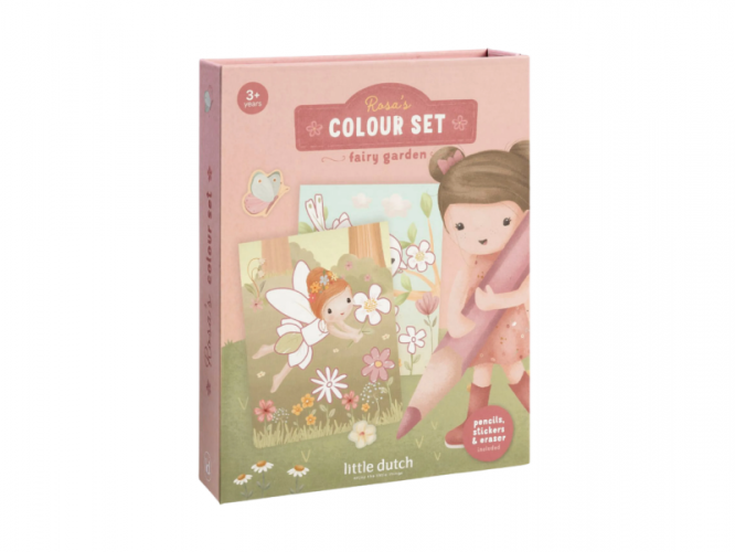 Omalovánky s pastelkami a samolepkami Rosa Fairy Garden