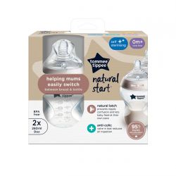 Tommee Tippee Natural Start Kojenecká láhev Samosterilizační s Anti-colic savičkou Pomalý průtok 260 ml 0m+, 2 ks