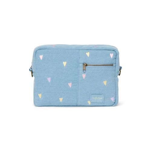 Studio Noos Denim Organizér na kočárek Light Blue Hearts