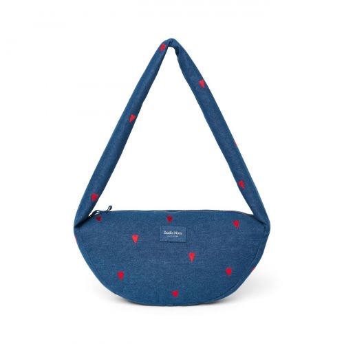 Studio Noos Denim Mini Cross Body Bag Kabelka Dark Blue Red Hearts