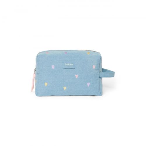 Studio Noos Denim Toiletry Toaletní taštička Light Blue Hearts
