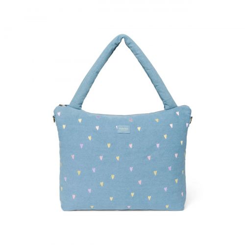 Studio Noos Denim Diaper Bag Přebalovací taška Light Blue Hearts