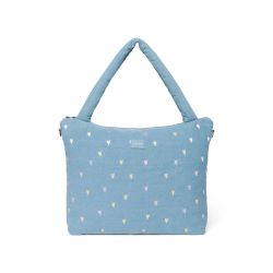 Studio Noos Denim Diaper Bag Přebalovací taška Light Blue Hearts