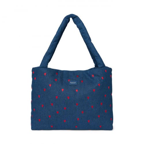Studio Noos Denim Mom Bag Dark Blue Red Hearts