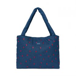 Studio Noos Denim Mom Bag Dark Blue Red Hearts