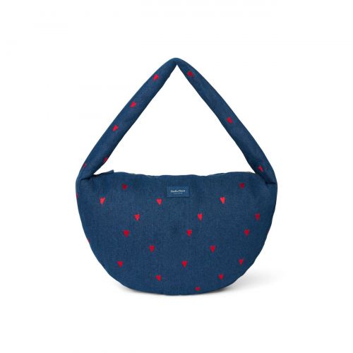 Studio Noos Denim Cross Body Bag Kabelka Dark Blue Red Hearts