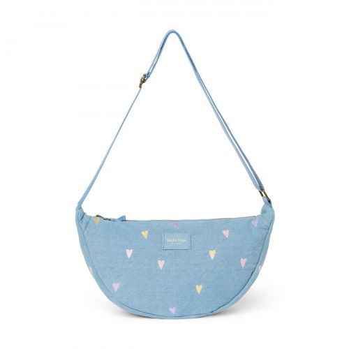 Studio Noos Denim Adult Fanny Kabelka Light Blue Hearts