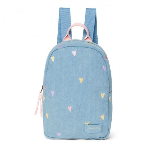 Studio Noos Denim Mini Backpack Batůžek Light Blue Hearts
