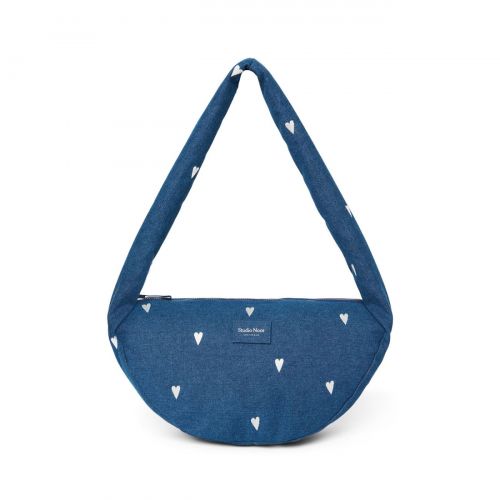 Studio Noos Denim Mini Cross Body Bag Kabelka Dark Blue White Hearts