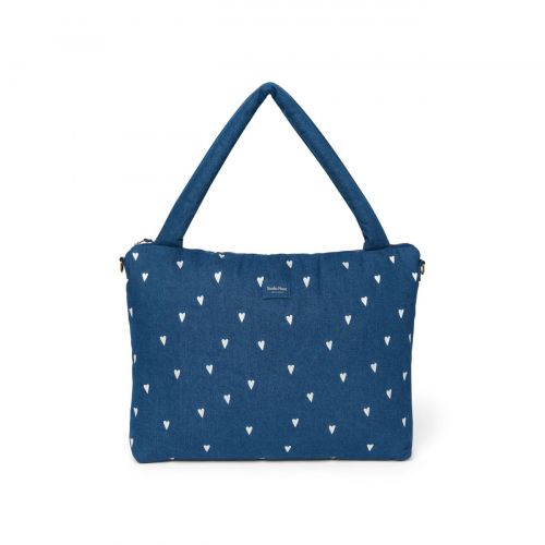 Studio Noos Denim Diaper Bag Přebalovací taška Dark Blue White Hearts