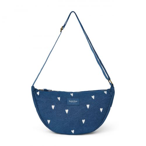 Studio Noos Denim Adult Fanny Kabelka Dark Blue White Hearts