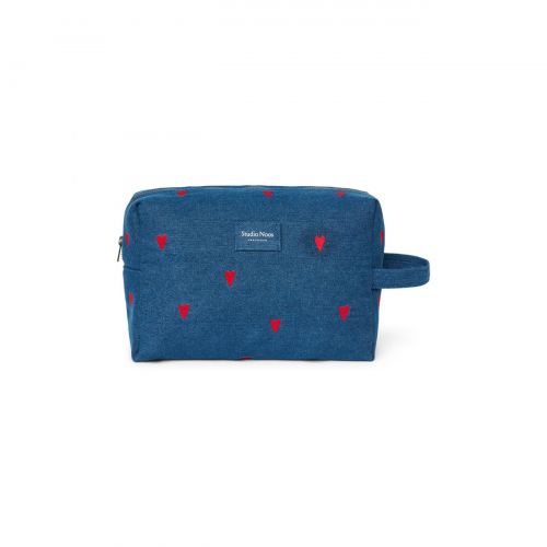 Studio Noos Denim Toiletry Toaletní taštička Blue Red Hearts