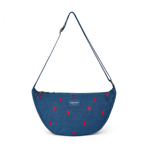 Studio Noos Denim Adult Fanny Kabelka Dark Blue Red Hearts