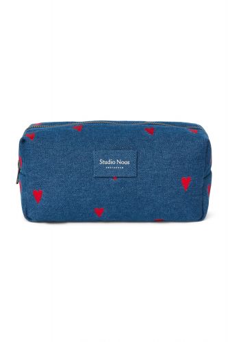 Studio Noos Denim Pouch Kabelka Dark Blue Red Hearts