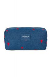 Studio Noos Denim Pouch Kabelka Dark Blue Red Hearts