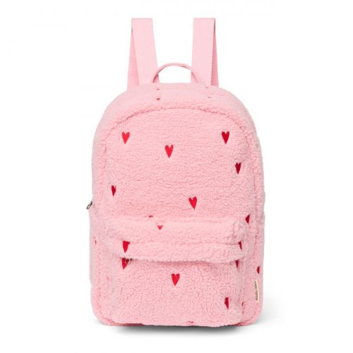 Studio Noos Teddy Midi Backpack Batůžek s přední kapsou Light Pink Hearts
