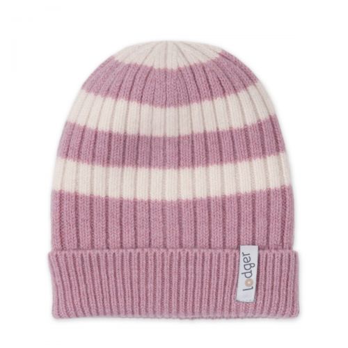 LODGER Čepice Stripe Merino Mauve 3 - 6 měsíců
