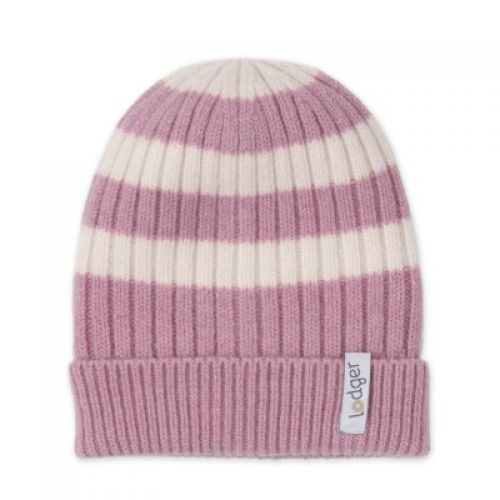 LODGER Čepice Stripe Merino Mauve 1 - 2 roky