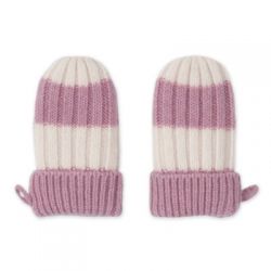 LODGER Rukavice Stripe Merino Mauve vel. 0 - 12 měsíců