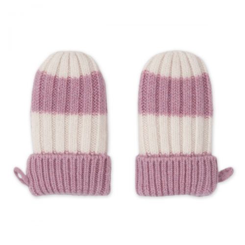 LODGER Rukavice Stripe Merino Mauve vel. 0 - 12 měsíců