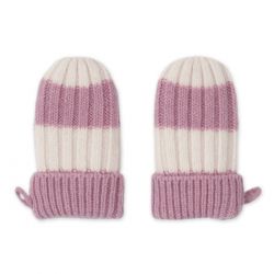 LODGER Rukavice Stripe Merino Mauve vel. 0 - 12 měsíců