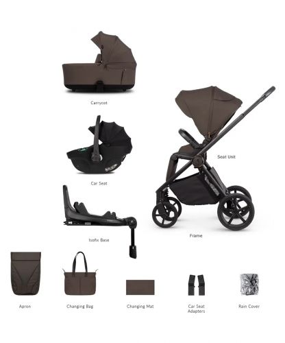 Kočárek Venicci Claro 2 Chocolate + autosedačka Venicci Tiago + Isofix báse 360° Tiago