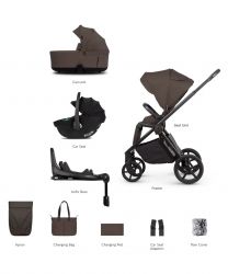 Kočárek Venicci Claro 2 Chocolate + autosedačka Venicci Tiago + Isofix báse 360° Tiago