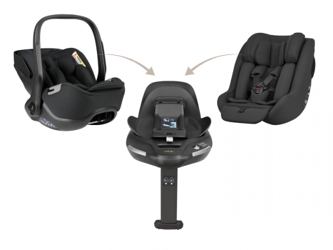 KikkaBoo Set i-Class 360 i-SIZE Autosedačka 40-87cm + Autosedačka 40-105cm + Základna otočná Noir