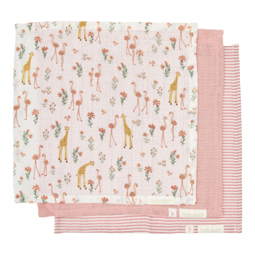 Ubrousky mušelínové 3 ks Pink Blooming Safari