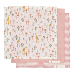 Ubrousky mušelínové 3 ks Pink Blooming Safari