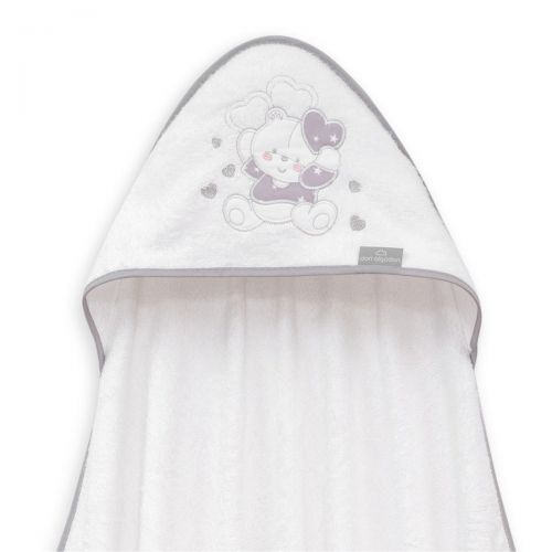 INTERBABY | Osuška MEDVÍDEK SE SRDÍČKY - BÍLO-ŠEDÁ