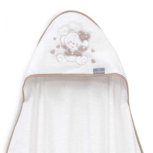 INTERBABY | Osuška MEDVÍDEK SE SRDÍČKY - BÍLO-KRÉMOVÁ