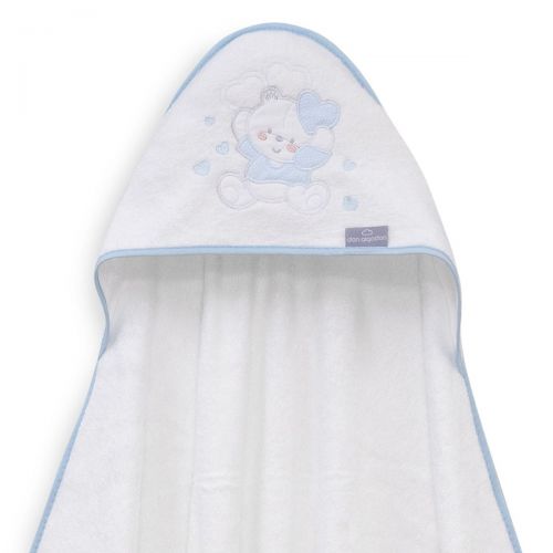 INTERBABY | Osuška MEDVÍDEK SE SRDÍČKY - BÍLO-MODRÁ