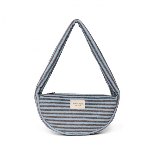 Studio Noos Vlněná Mini Cross Body Bag Stripy Wool Light blue Brown