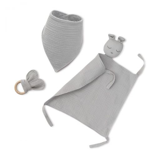 INTERBABY | SET - přítulka + bryndák + kousátko - ŠEDÝ