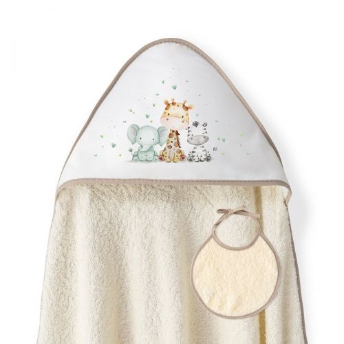 INTERBABY | Osuška froté SAFARI KAMARÁDI - krémová