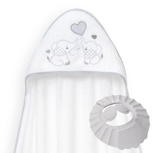 INTERBABY | Osuška froté SLONÍ KAMARÁDI - bílo-šedá