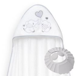Interbaby Osuška froté Sloní kamarádi + koupací kšilt bílo-šedá