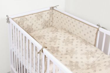 Ceba Baby Povlečení do postýlky 3-dílné s potiskem Hvězdy béžové
