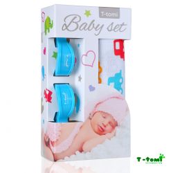 Baby set - bambusová osuška auta + kočárkový kolíček modrý 