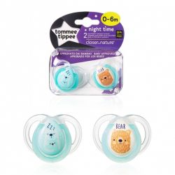 Tommee Tippee Šidítko C2N silikon Night 2ks 0-6m zelený ZZZ
