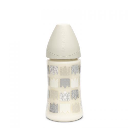 Suavinex Láhev Kulatá savička silikon 270 ml Labuť Béžová