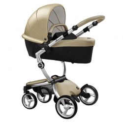 Kočárek Mima Xari 3G podvozek + korba + sportovní sedačka Silver rám Champagne