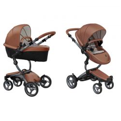 Kočárek Mima Xari 3G podvozek + korba + sportovní sedačka Graphite Grey rám Světle hnědý