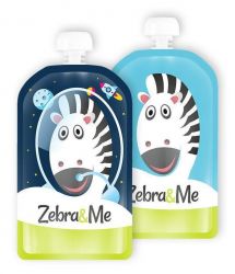 Zebra&Me Kapsičky na dětskou stravu pro opakované použití 2ks Zebra + kosmonaut