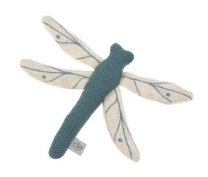 Lassig Chrastítko Knitted Toy with Rattle/Crackle Garden Explorer Dragonfly blue