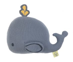 Lassig Chrastítko Knitted Toy with Rattle/Crackle Little Water whale